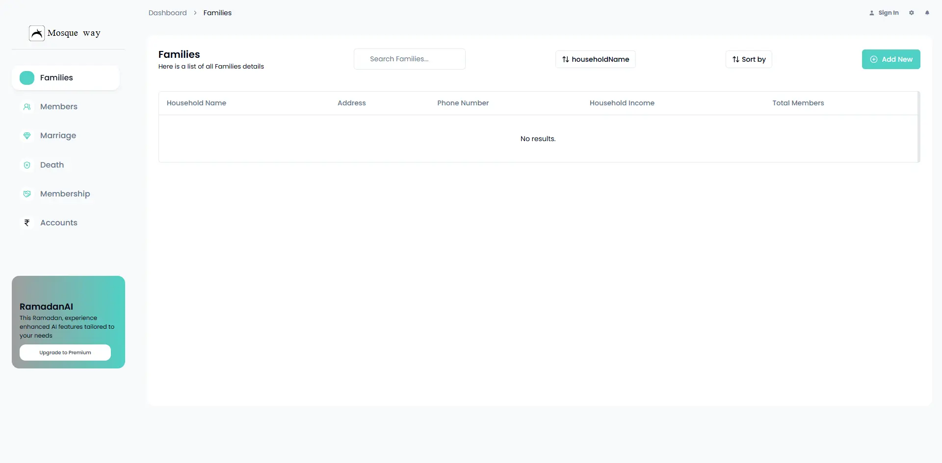Masjid Management CRM Dashboard