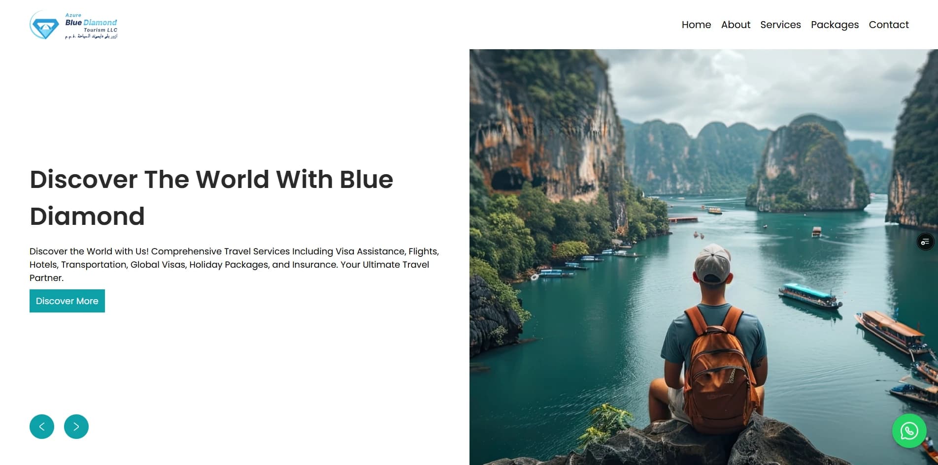 Travel & Tourism Website for Azure Blue Diamond