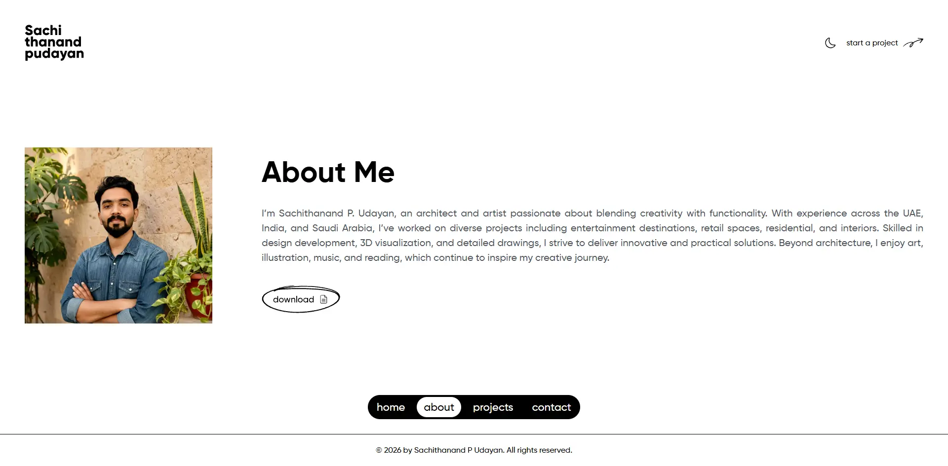 Architect Portfolio Website interface 2